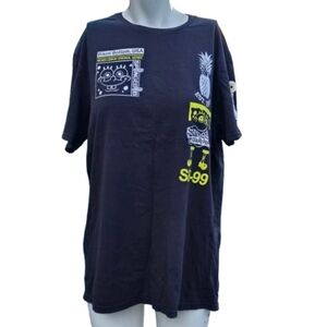 Black Graphic T-Shirt Cotton Spongebob Sz L